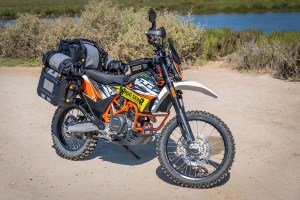 KTM 690 fully loaded with Hurricane luggage line
